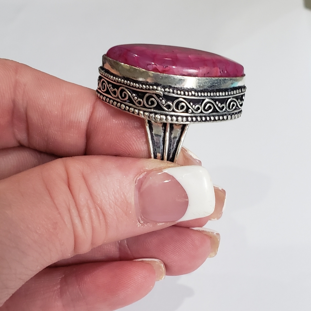 Handmade Pink Rhodonite 925 silver  ring. New never worn. - Picture 15 of 16